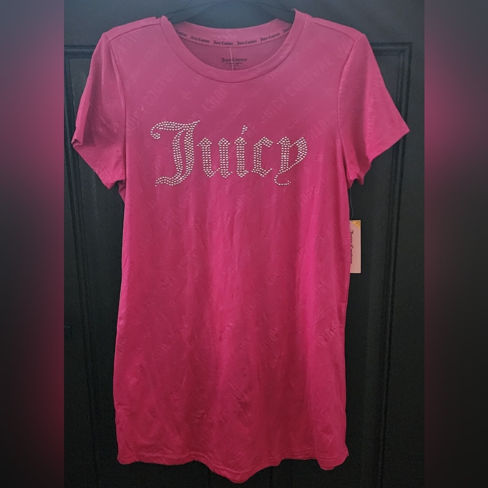 New With Tags Juicy Couture Pink Rhinestone Nightshirt Tunic Sleepshirt Small
